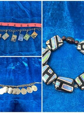 3 Bracelets Harry Potter, Ten Commandments; and Dichroic Glass